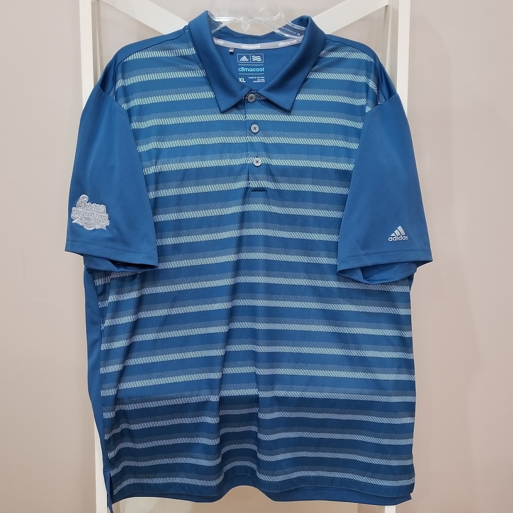 Adidas Clima Cool Blue Striped Polo Shirt XL